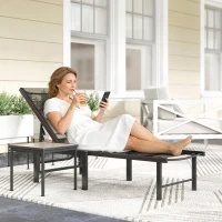 Outsunny Reclining Sun Lounger - Black(m-9)