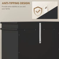 HOMCOM Dulap Modern pentru Pantofi cu 3 Sertare Rabatabile pentru 15 Perechi de Pantofi și Raft Reglabil, 54x24x117.5cm, Negru(m-6)