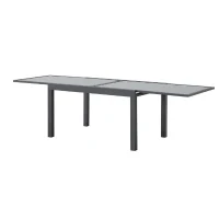 Table de jardin extensible rectangulaire 6 a 10 personnes - Structure aluminium - Plateau verre trempé - L 135-270 x H 75 x P 90(m-2)