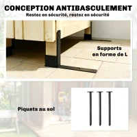 Outsunny Armoire de Jardin en Bois Toit Acier Galvanisé Texture Gaufrée Étagères Réglables 85x58x213cm Bois Naturel(m-7)