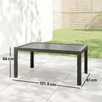 Outsunny Outdoor Side Table, Rectangular Patio Coffee Side Table with Steel Frame and Slat Tabletop for Garden, Balcony, Grey(m-3)