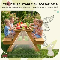 AIYAPLAY Ensemble salon de jardin extérieur enfant, table pique-nique enfant avec bancs, cadre en bois massif, bois naturel(m-5)