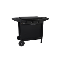 Barbecue a gaz - GRILL GARDEN - Noir - 3 brûleurs - Avec capot de protection - Allumage Piezo électrique
