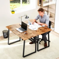 HOMCOM Secretária Estilo Industrial 120x60x76 cm Mesa de Computador com Estrutura de Aço Fácil de Montar Castanho Rústico(m-7)