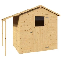 Abri de jardin en bois avec appentis - Pin brut - 2,96 m² (abri) + 0,88 m² (appentis) - Panneaux de 12 mm(m-4)