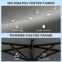 Outsunny 2.6 m Half Garden Parasol with Solar LED Lights, UPF50+ Semi Round Umbrella with 30° Tilt, Crank Handle, Dark Grey(m-7)