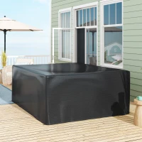 Outsunny Beschermhoes voor tuinmeubelen winterbestendig waterdicht afdekhoes anti-UV afdekzeil 235 x 190 x 90 cm zwart(m-2)