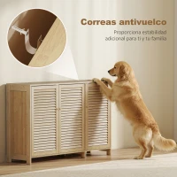 HOMCOM Armario para Zapatos de Bambú con Puertas de Persiana Capacidad para 14 Pares Estantes Ajustables Natural(m-8)