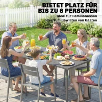 Outsunny Tuintafel 165 x 80 cm voor 6 Personen, Eettafel met Latten-Tafelblad, Stalen Frame, Rechthoekig(m-4)