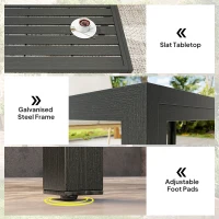 Outsunny Outdoor Side Table, Rectangular Patio Coffee Side Table with Steel Frame and Slat Tabletop for Garden, Balcony, Grey(m-4)