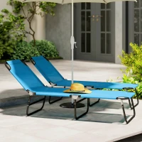 Outsunny Garden Sun Lounger, with Five-Position Back - Sky Blue(m-9)