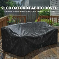 Outsunny Garden Loveseat Bench, 2-3 Seater Outdoor Bench with Liftable Table and Waterproof Cover, Light Brown(m-6)