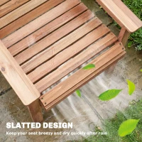 Outsunny Wooden Garden Dining Chair, Outdoor Chair Garden Armchair with Curved Seat and Wide Armrests, Natural Wood Finish(m-7)