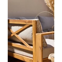 Salon de jardin d'angle modulable LEVATA XXL - Bois d'acacia FSC - 9 personnes - Gris de lin + Housse incluse(m-4)