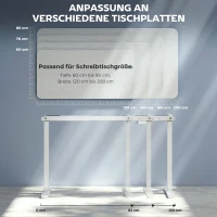 HOMCOM Elektrisches Schreibtischgestell, höhenverstellbar, mit Speicherfunktion, Stahl, Weiß(m-8)