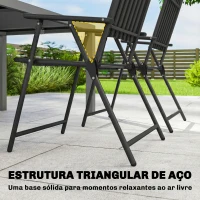 Outsunny Conjunto de 4 Cadeiras Dobráveis para Jardim com Apoios de Braços Encosto e Assento Estrutura Metálica 55x63x93 cm Preto(m-7)