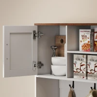 HOMCOM Alacena de Cocina con Botellero para 8 Botellas 4 Puertas 3 Cajones Encimera Amplio 100x38x172 cm Blanco(m-10)