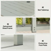 Outsunny Rectangle Garden Table with Parasol Hole, Outdoor Dining Table for 6, Patio Table for Balcony, 150cm x 90cm, Light Grey(m-5)