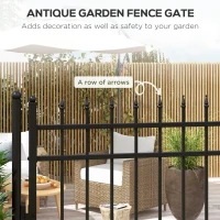 Outsunny Brama stalowa z zamkiem, furtka ogrodowa, czarna(m-4)