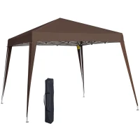 Outsunny Tenda Dobrável 3x3 m Tenda Pop-up de Jardim Altura Ajustável com Saco de Transporte Anti-UV Impermeável Castanho(m-10)