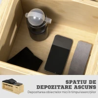 HOMCOM Bancă multifuncțională cu spătar reglabil, compartiment de depozitare, suport pentru greutăți și benzi elastice, culoare lemn(m-6)