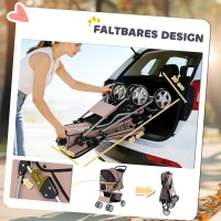 PawHut Hundewagen Faltbar Hundebuggy mit Reflektorstreif Aufbewahrungskorb Kissen für kleine Hunde bis 10 kg 77x44x102cm Kaffee(m-5)