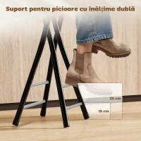 HOMCOM Set 2 Scaune de Bar Pliabile cu Suport Dublu pentru Picioare, din Lemn și Oțel, 34x30x70 cm, Negru(m-7)