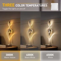 HOMCOM Led Wall Lamp 2 Pack, 13W Modern Indoor Spiral Wall Light, Colour Temperature Adjustable 3000K/4000K/6500K, for Bedroom, Living Room, Hallway, Stairs, Silver Tone(m-4)