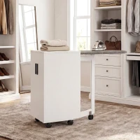 HOMCOM Mobilier de călcat 2 en 1, masă de călcat pliante pe roți cu etajeră reglabilă și balamale, alb(m-5)