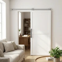 HOMCOM Sliding Door Hardware Kit Smooth Quiet 304 Stainless Steel for 182cm Track Sliver Tone(m-2)