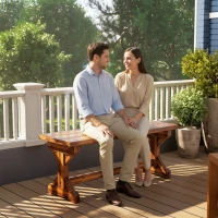 Outsunny Rustic Wooden Garden Bench, Backless Outdoor Bench Patio Loveseat with X-Shape Base for Porch, Park, Carbonised Finish(m-9)