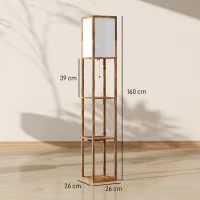 HOMCOM Floor Lamp with Shelves, 4 Layer Standing Lamp with USB Ports, 3 Colour Temperature, Rustic Brown(m-3)