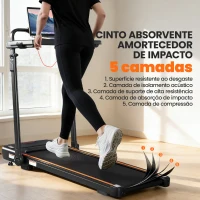 SPORTNOW Passadeira Dobrável Elétrica 2.5HP com Secretária Destacável e Guiador Ajustável em Altura 1-12 km/h Ecrã LED 125x70x102-111 cm Preto(m-9)