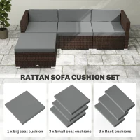 Outsunny 7-Piece Patio Furniture Cushions, Outdoor Loveseat Cushion with Removable Covers for Rattan Furniture, 60x60 cm, Dark Grey(m-7)