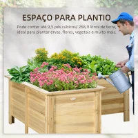 Outsunny Floreira Elevada de Madeira Floreira Exterior em Forma de L com Forro Não Tecido Horta Urbana 120x120x50 cm Madeira(m-5)