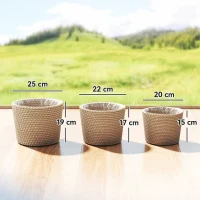 Outsunny Seagrass Planters Set of 3 Plant Pots for Indoor Outdoor Patio Balcony Natural(m-3)