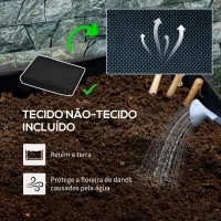 Outsunny Floreira de Madeira para Exterior com Orifícios de Drenagem e Tecido Não Tecido para Flores e Plantas 89x48x47 cm Preto(m-7)