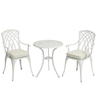 Outsunny Three-Piece Cast Aluminium Bistro Set - White(m-11)