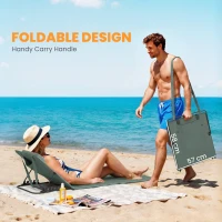 Outsunny Foldable Sun Loungers Set of 2, Portable Folding Beach Lounger with 4-level Adjustable Backrest, Grey(m-6)