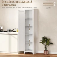 HOMCOM Armoire de Rangement buffet cuisine avec 2 étagères réglables- Hauteur 170 cm en Bois Blanc(m-5)