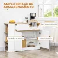 HOMCOM Aparador de Cozinha c/ Gaveta e 3 Prateleiras Abertas para Sala de Estar e Jantar Branco 110x29,5x82 cm(m-4)