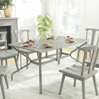 Outsunny Rectangle Garden Table with Parasol Hole, Outdoor Dining Table for 6, Patio Table for Balcony, 150cm x 90cm, Light Grey(m-7)