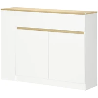 HOMCOM Aparador de Cozinha c/ Gaveta e 3 Prateleiras Abertas para Sala de Estar e Jantar Branco 110x29,5x82 cm(m-11)