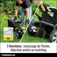 Tondeuse a gazon électrique - POWERPLUS - POWPG6290 - 1800 W - 460 mm Ø - Avec ramassage, mulching et éjection Arriere(m-3)