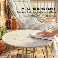 Outsunny Bistro Set for Garden, 3 Piece Outdoor Table and Chair with Footstool and Removable Cushions, Comfy Balcony Furniture(m-8)