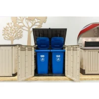 Coffre de rangement extérieur KETER en résine 1200 litres Beige et marron - Range Poubelles ou vélo(m-2)