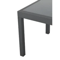 Table de jardin extensible rectangulaire 6 a 10 personnes - Structure aluminium - Plateau verre trempé - L 135-270 x H 75 x P 90(m-6)