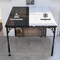 Outsunny 3 x 2.87 m Metal Lean-to Pergola, Wall-Mounted Hardtop Garden Pergola with Polycarbonate Roof and Metal-Aluminium Frame(m-5)