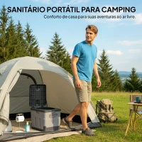 Outsunny Sanita Portátil de PP com 12 Pacotes de Agente Solidificante e 12 Sacos Carga 100kg Exterior Cinzento Escuro(m-4)