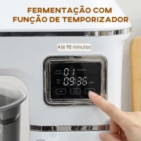 HOMCOM Batedeira Planetária 6L 1400W com Cabeçal Inclinável, 6 Velocidades, Função de Fermentação, Ecrã LED, Branco(m-7)